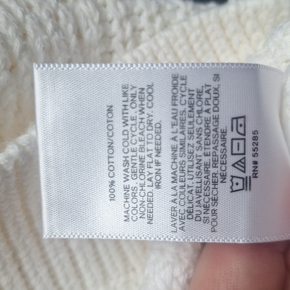 Express Minimalist Oversized RelaxedFit White Crew Neck Cotton Knit Sweater Sz S - Picture 5 of 8